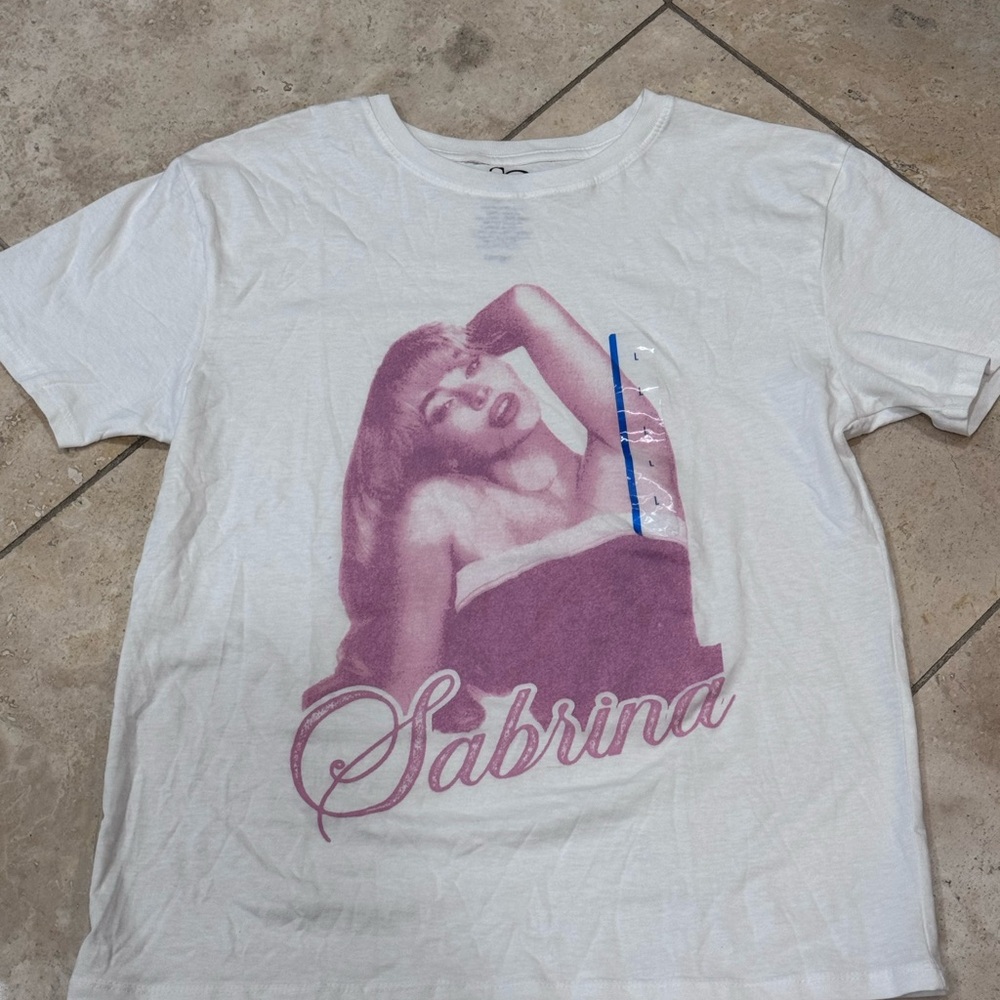 Sabrina Carpenter White and Pink Graphic Tee